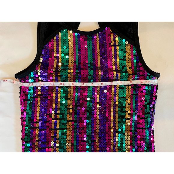 Weissman Girls Sequin Mini Performance Dress Dance Party Round Neck Blue Size S - Picture 4 of 7